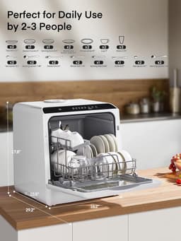 Aanrecht Vaatwasser - Tafelmodel Vaatwasser - Keuken Reinigen - Compact Ontwerp - 41 cm Breed - Wit — thumbnail 3