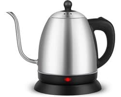 1,2L elektrische gooseneck koffiekan, roestvrijstalen elektrische hittebestendige theemaker met antislip gooseneck handgieten koffie 1360 watt snelle verwarming
