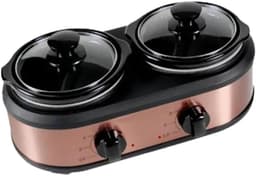 Huishoudelijke multicooker - Mini kookpan - Gezond koken - Dubbele keramische pot - 12L per pot - Zwart — thumbnail 1