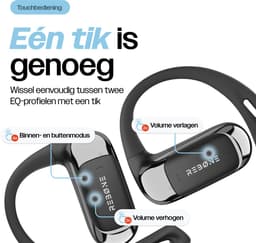 REBØNE® AERO Sport Oortjes - Oordopjes Draadloos - Bone Conduction Headphone - Open ear - Earbuds Wireless - Draadloze Koptelefoons - Bluetooth Koptelefoon - USB C - Waterdicht - Zwart / Zilver — thumbnail 2