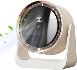 Witte USB tafelventilator met LED display – stil, oplaadbaar, wandmontage mogelijk, voor slaapkamer of kantoor — thumbnail 4