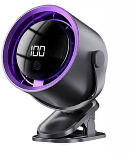 Ventilator - Tafelventilator - Handventilator - Mini ventilator - Ventilator voor kinderwagen - 100 snelheden - USB-oplaadbare - stille clipventilator met led-display - Auto-onderdelen voor buitenactiviteiten - Kamperen - Keuken - Slaapzaal - Paars — thumbnail 1