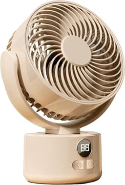 KZQ USB tafelventilator wit – 1200mAh oplaadbaar, 3 snelheden, stil (<25dB), 140° kantelbaar, 120° slingerend — thumbnail 1