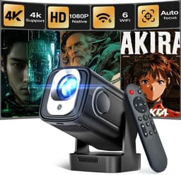 Mini Beamer 4K Ondersteuning – Native 1080P Projector met Android TV, Autofocus & Keystone, WiFi 6 & Bluetooth 5.4, Draagbaar met 180° Rotatie en Speaker — thumbnail 1