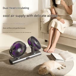 Ventilatoren-Duo Tafelventilator met LED Verlichting - Dubbele Kop Luchtcirculator - Automatische Oscillatie - Wandventilator en Bureauventilator 2-in-1 - USB Oplaadbaar - Ultra Stil voor Slaapkamer en Kantoor — thumbnail 2