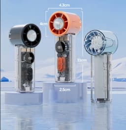 Ventilatoren-handventilator-Mini Handventilator - 100 Snelheden Verstelbaar - Draagbare Zakventilator met LED Display - USB-C Oplaadbaar - Borstelloze Motor - Ultra Stil - Met SOS Licht - Oranje — thumbnail 3