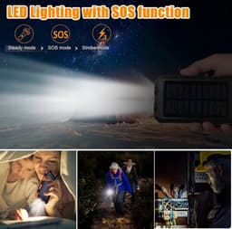 Noodradio Solar Opwindbaar en Batterij - 2026 Editie - Noodpakket - Draagbare Survival Radio - Inclusief 10.000 mAh Solar Powerbank en Noodfluit - Powerbank Zonneenergie - Bouwradio - Zaklamp - Rood — thumbnail 5