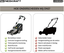 Neokraft - 40V Accu grasmaaier - 43cm maaibreedte - 5 Instelbare hoogtes - Incl 50L opvangbak - excl. accu & lader — thumbnail 4