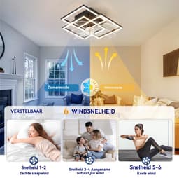 Glitzerlife - Plafond ventilator met verlichting - Modern Dimbaar Led Licht - Stille plafondventilator - 6 Snelheden Omkeerbaar - Nachtlicht Timer Geheugenfunctie - 37 Cm - Zwart — thumbnail 4