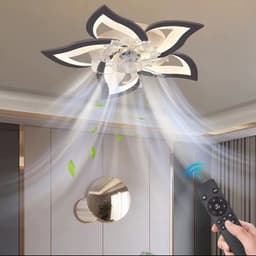 Plafondventilator - Lotus - Met Verlichting - Plafond Ventilator Lamp - LED Verlichting - Met Afstandsbediening - Dimbaar - Smart Lamp - Wit — thumbnail 3