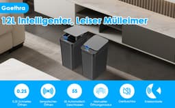 Prullenbak met Sensor - Automatische Deksel - 12 Liter - 3 Bedieningsmodi - Stil en Waterbestendig - Set van 2 — thumbnail 5
