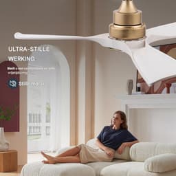 Plafondventilator Met Verlichting - LED Plafondventilator - Plafondventilator Met Afstandsbediening - 52 Inch ABS Bladen Wit-Goud - Reversibele DC Motor - Geheugenfunctie — thumbnail 4