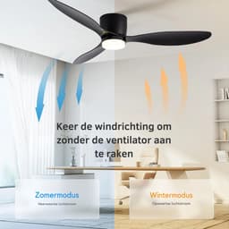 Damenzo - Ventilator - Ventilatoren - Ventilator plafond - Plafondventilator - Plafond ventilator met verlichting - 132 cm - Hout — thumbnail 3