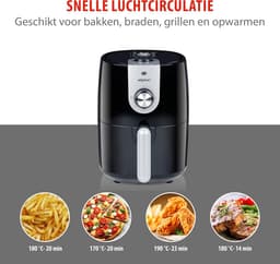 Heteluchtfriteuse - Compacte Oven - Gezond Frituren - Snelle Bereiding - 2 Liter - Zwart — thumbnail 2