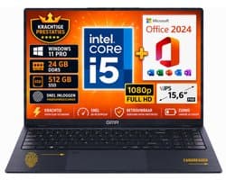 GMR Laptop 15.6 Inch Full HD IPS | Intel Core i5 | 24GB DDR5 RAM | 512GB SSD | Windows 11 Pro | Office 2024 | Zakelijke Laptop | Werk Laptop | Thuiswerk Laptop | Studenten Laptop