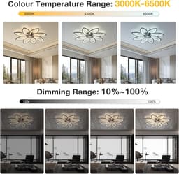 8 Bloem Ventilator Lamp - Moderne Plafondlamp Ventilator - 6 Standen - Zwart - Dimbaar - Plafondventilator — thumbnail 5