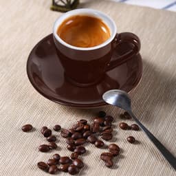 Espresso Kopje - Koffiekopje met schotel - Koffie Genieten - Pro-Grade porselein - 80 ml - Bruin — thumbnail 2