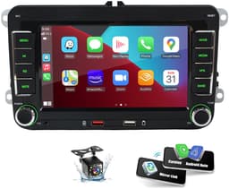 ESSGOO Volkswagen CarPlay Autoradio - met Apple Carplay & Android auto (Draadloos) -Plug&Play- voor VW Golf, Polo, Tiguan, Touran, Caddy, Jetta -7inch Touchscreen scherm-Bluetooth- Dual USB -12LEDs Achteruitrijcamera — thumbnail 1
