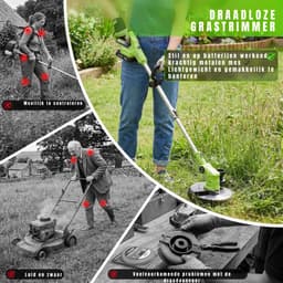 QUOVO® Kantenmaaier - Grasmaaier - Accugrasmaaier - Groen - 136cm x 23cm x 13cm — thumbnail 2