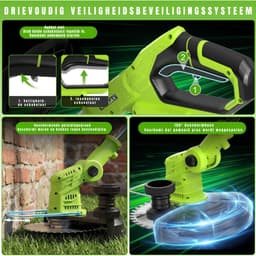 QUOVO® Kantenmaaier - Grasmaaier - Accugrasmaaier - Groen - 136cm x 23cm x 13cm — thumbnail 4