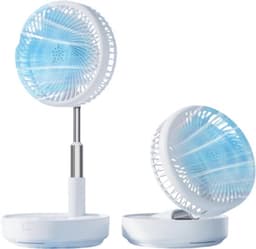 Ventilator - Kleine ventilator - Draagbare ventilator - Draagbare oscillerende ventilator met verstelbare hoogte - Met afstandsbediening - Opvouwbaar - 4 snelheden - Voor slaapkamer, kantoor, reizen - 7,7 inch - Wit — thumbnail 2