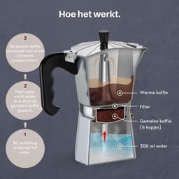 SNJY® Percolator - Koffiezetapparaat - Perculator Koffie - 6 Kopjes - Zilver — thumbnail 5