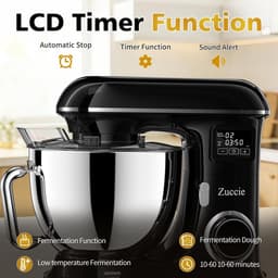 Keukenmachine Deegmachine - Mixer Kom - Bakken En Koken - Led Touchscreen Timer - 8 Liter Capaciteit - Zwart — thumbnail 5