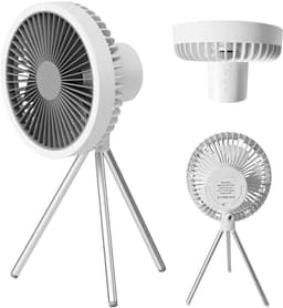 Camping Ventilator - Draagbare Ventilator - Stille Ventilator - LED-ventilator - met Statief - USB-opladen - 3 Snelheden - Wit — thumbnail 2