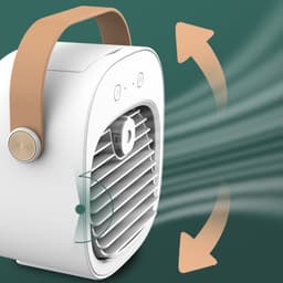 Aircooler - Luchtkoeler aircooler - Luchtkoelers met water - Tafelventilator - Bureau ventilator - Bureau ventilator usb - Oplaadbaar 4000 mAh - Kunststof - Wit — thumbnail 2