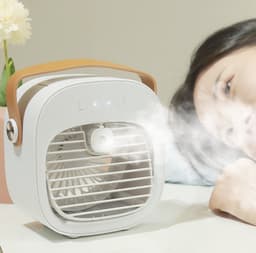 Aircooler - Luchtkoeler aircooler - Luchtkoelers met water - Tafelventilator - Bureau ventilator - Bureau ventilator usb - Oplaadbaar 4000 mAh - Kunststof - Wit — thumbnail 4