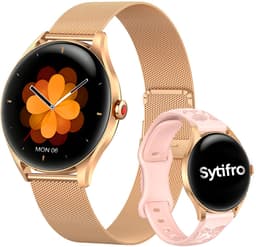 SYTIFRO smartwatch dames -smartwatch met 3D bolvormig glas - horloge dames 1.32" AMOLED 60Hz - 300 mAh (7 dagen) horloge - 130+ sportmodes & 2 jaar garantie — thumbnail 1