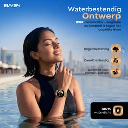 Evy24 Smartwatch Pro 42mm - Smartwatch Dames - Horloge met AMOLED Display - Bloeddrukmeter - Hartslagmeter - Saturatiemeter - Stappenteller - Sporthorloge Dames - Android en iOS - Roségoud — thumbnail 3