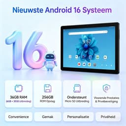 Tablet - 10.1 inch Tablets - Android 16 - Wi-Fi - 256GB - Octa-core A537 - Zwart — thumbnail 3