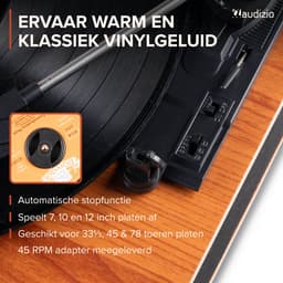 Platenspeler - Audizio Irvine - LP speler - Platenspeler Bluetooth - Voor alle plaatformaten - Houtlook — thumbnail 4