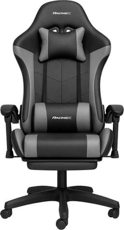 RACINGX - Gamestoel Met Voetsteun - Gaming stoel - Game stoel - Gaming Chair - Verstelbaar - - Max Gewicht 150 kg - Zwart/Grijs — thumbnail 2