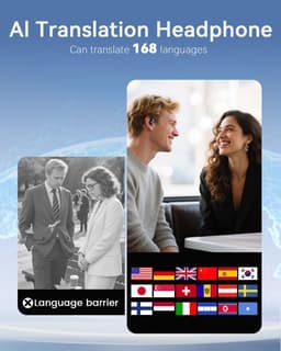 AI Translator Earbuds, 168 Talen Slimme Oordopjes Vertaler, Open Ear Koptelefoon Bluetooth 5.4, 3-in-1 Draadloze Oortjes Vertaal met APP, Geschikt voor Reizen, Zakelijk, Studeren — thumbnail 2