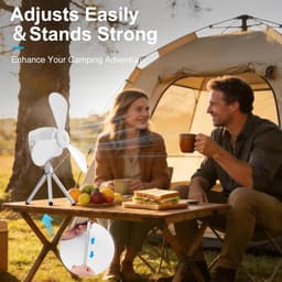 Draagbare Plafondventilator - Campingventilator Met Licht - Oplaadbare Batterij En Afstandsbediening - 360 Graden Verstelbaar - 7200 Mah Capaciteit - Inclusief Standaard En Tas - Voor Tent Camper En Buiten — thumbnail 3