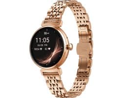 Kiraal Glimmer - Stijlvolle Smartwatch - Dames Smartwatch - Full-touch Scherm- Android & iOS - Goud