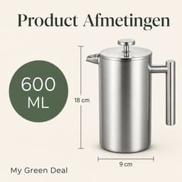 My Green Deal – RVS French Press 600 ml – Cafetiere – French Press Koffiemaker – Premium 304 RVS – Dubbelwandig & Vaatwasserbestendig — thumbnail 3