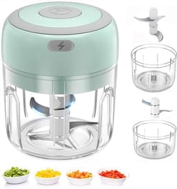 Mini Foodprocessor - Keukenmachine Hakker - Snel Ingrediënten Snijden - Draadloos USB Oplaadbaar - 250ml Capaciteit - Groen — thumbnail 5
