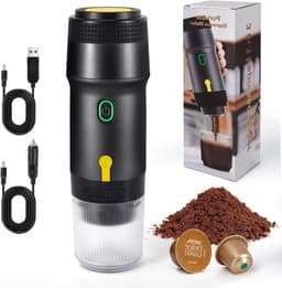 Draagbare Mini Espressomaker voor Auto - Geschikt voor Koffiecapsules en Koffiepoeder - Snelle Verhitting en Ideaal voor Buitengebruik — thumbnail 1