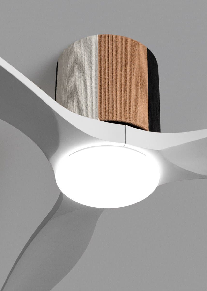 CREATE - Stille plafondventilator 100% hout 40W (Ø132cm) - Met licht LED - Afstandsbediening - 6 snelheden - Programmeerbaar - WIND CALM CUSTOM WOVEN — afbeelding 1