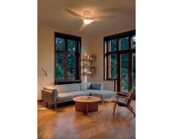 CREATE - Plafondventilator stil 40W (Ø132cm) - Met licht LED - Afstandsbediening - 6 snelheden - Programmeerbaar - WIND CALM CUSTOM RATTAN