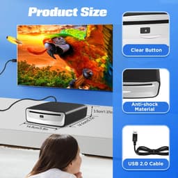 Flolife - Externe Universele CD-Speler voor Auto - Draagbare USB CD-Speler met Extra USB-Verlengkabel - Geschikt voor Auto, Laptop, TV en Mac — thumbnail 5