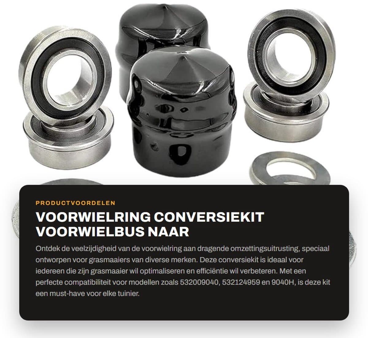 Dailygoods- Voorwielring - Dragende Omzettingsuitrusting - Conversiekit - Compatibel met Craftsman/Poulan/Husqvarna/Jonsered - Metaal/Rubber - Inhoud: 1 set - Wielbus — afbeelding 1