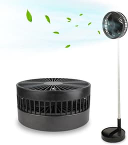 Draadloze Ventilator Oplaadbaar Telescopisch 35-100 cm Staande Ventilator Bureauventilator 4 Standen 180° Verstelbaar Stil 30 dB Zwart — thumbnail 1