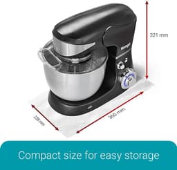 Standmixer Keukenmachine - Mixer Kom - Deeg Kneden Bakken - Planetaire Beweging - 5 Liter Kom - Zwart — thumbnail 4