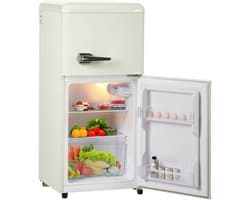 Sweiko 2-deurs Koelkast, totaal volume 60 liter, vriesvolume 22 liter, 102 kWh/jaar, -27°C ∽ 13°C, LED-verlichting, melkwit, Energieklasse E