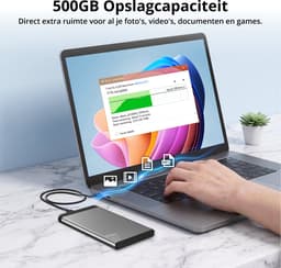 MrGoods Externe Harde Schijf 500GB Pro – USB 3.0 – 2.5 inch HDD – Metaal/Kunststof Behuizing – Zwart — thumbnail 4