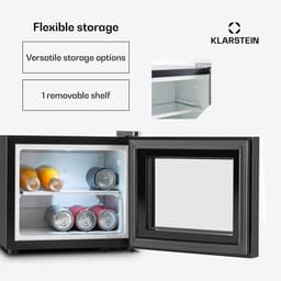 Klarstein Mini-Koelkast Happy Hour 10L 65W Zwart - Minikoelkast Drankkoeler Hotelkoelkast,8L 30 dB - voor Hotelkamer voor Kantoor voor Slaapkamer - LED-Binnenverlichting Glasdeur Stil - Mini Fridge - Kleine Koelkast - Compact Koelkast — thumbnail 5